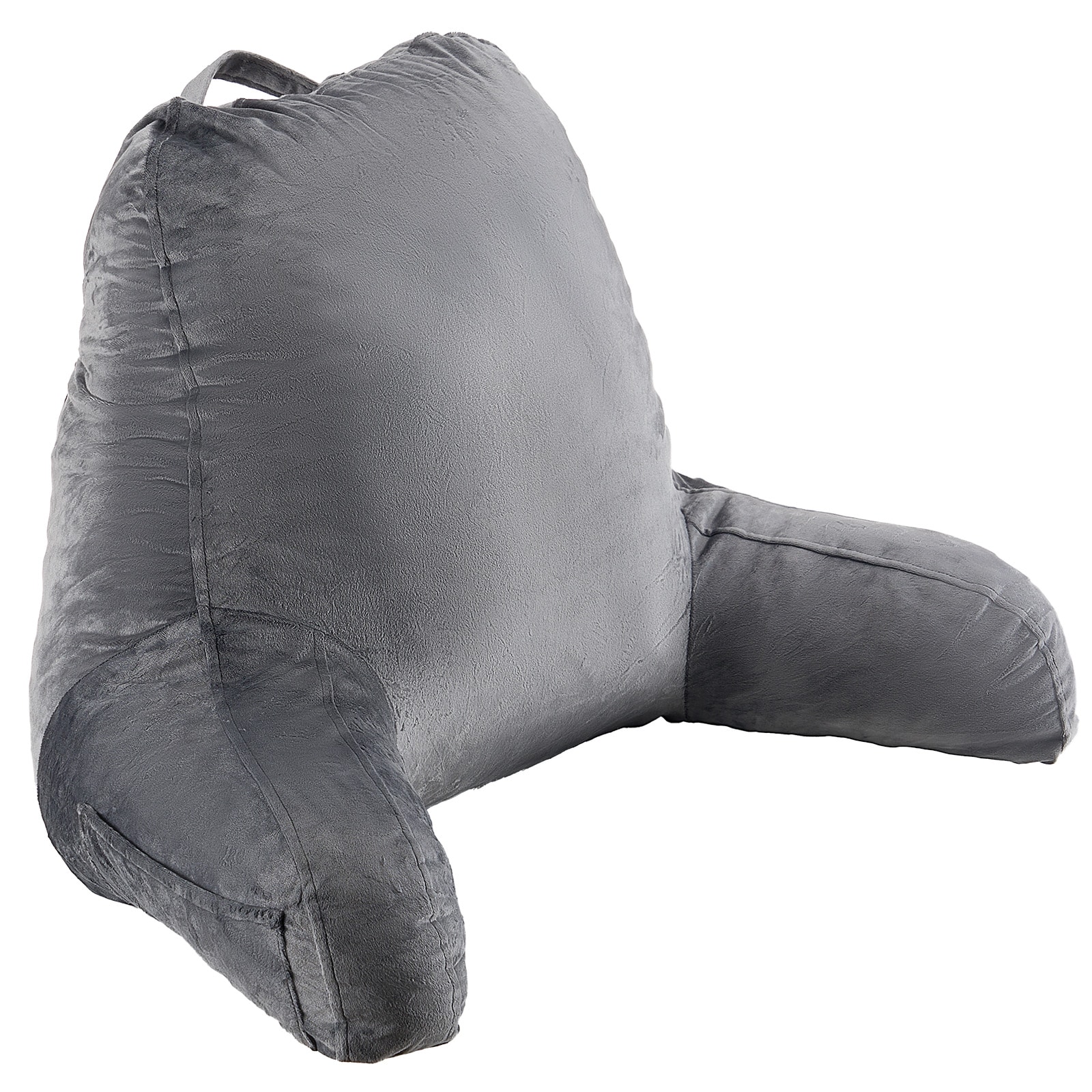Grey Reading Pillow With Memory Foam, Back Support And Pockets_voghion.com